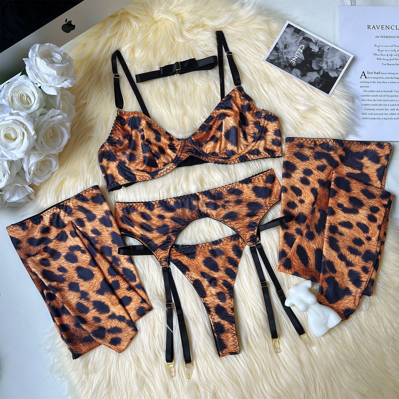 freedombeauty|ins leopard print erotic underwear set new tie-dye erotic underwear erotic  lingerie set