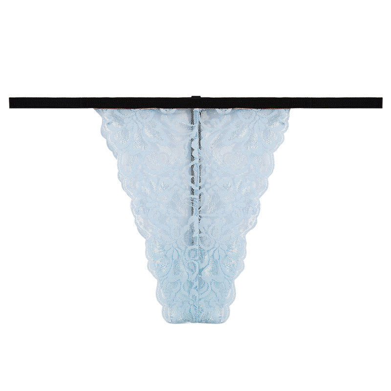 FREEDOMBEAUTY | Amazon hot-selling sexy thong women, one thread thin strap seamless t pants lace mesh sati flower panties