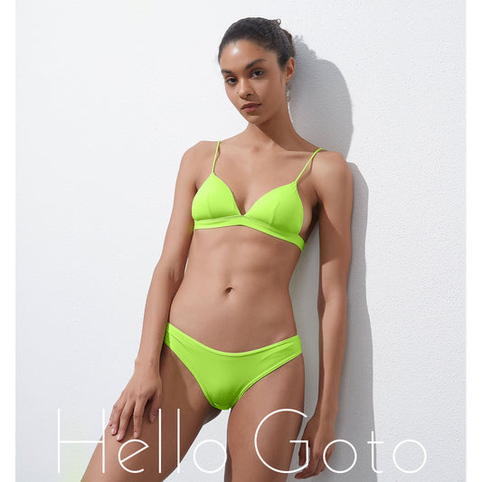 FREEDOMBEAUTY | 810 European and American sexy triangle cup summer doba saddle quick-drying swimsuit bikini small chest French back bra