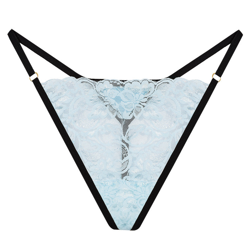 FREEDOMBEAUTY | European and American women's lace thong low waist sports hip lift high fork fashion metal underwear thin strap sexy t-pants