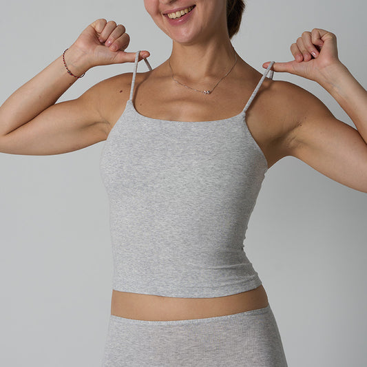 FREEDOMBEAUTY | cotton vest cotton ammonia babes suspender vest without chest pad solid color versatile short inner base women
