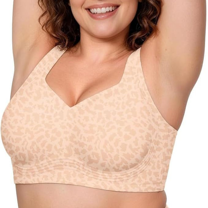 FREEDOMBEAUTY | Leopard print cross-border bra large size jelly glue underwear women's thin seamless steel rim foreign trade bra Amazon explosion