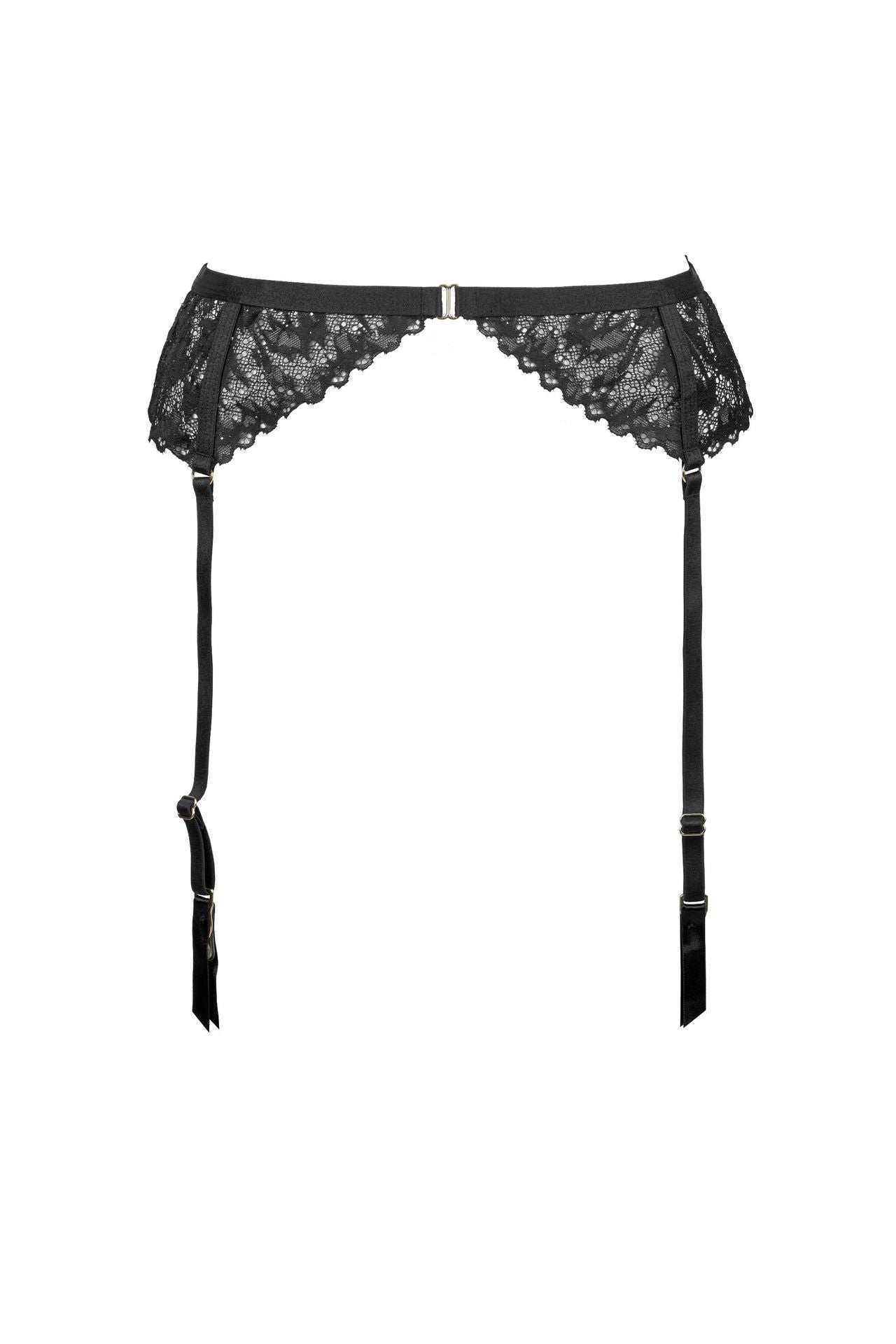 Freedombeauty | FQ2852 French lace triangle cup soft steel rim perspective chain bra thong garter black lingerie