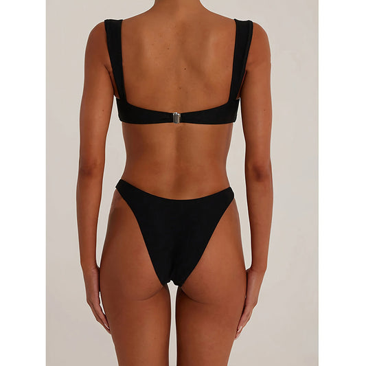 FREEDOMBEAUTY | 2025 new European and American metal buckle sexy swimsuit women's beach bikini hot spring swimsuit bikini