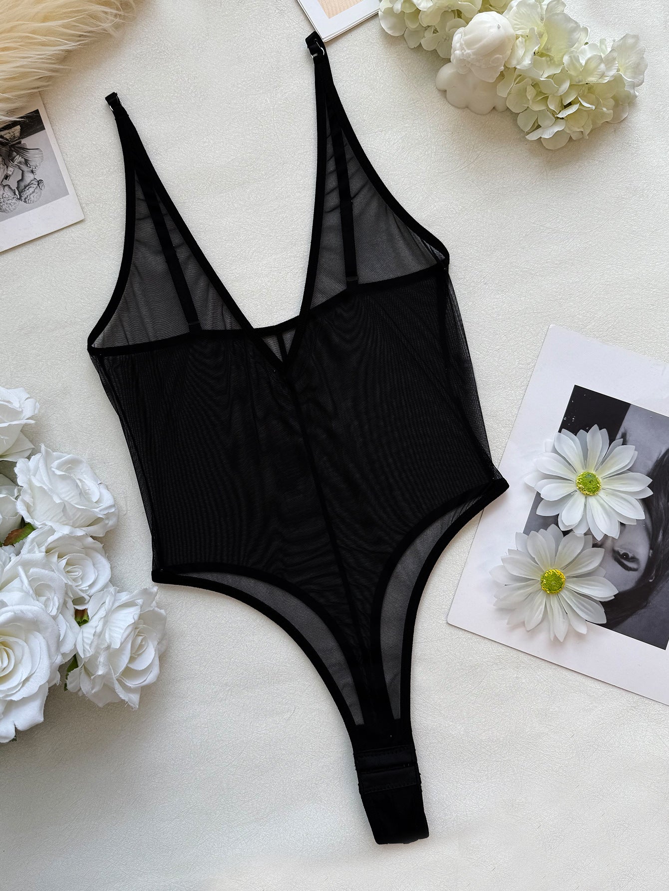 FREEDOMBEAUTY | European and American sexy mesh onesie mesh perspective sex underwear big backless onesie