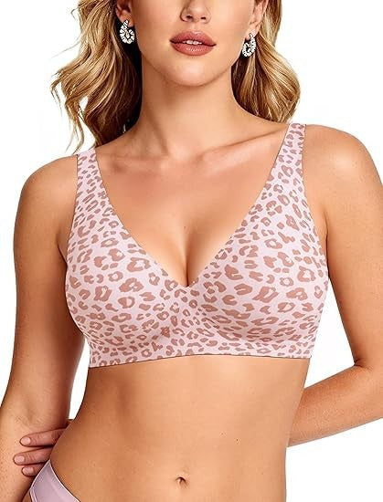 FREEDOMBEAUTY |OEAK Womens Deep V Bras Wireless Comfortable Bra Supportive