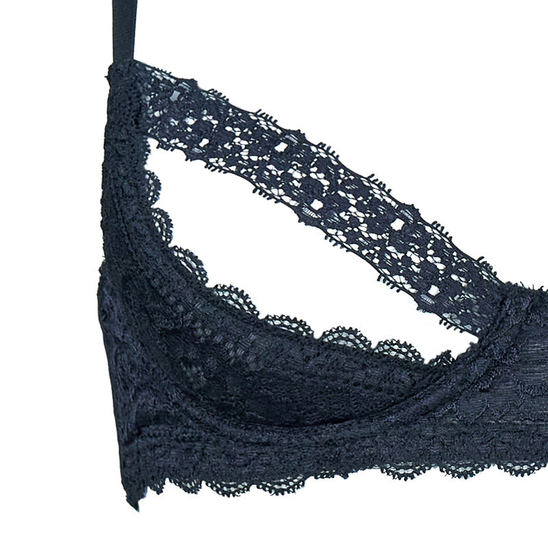 Freedombeauty | FQ2823 sponge steel tray lace edge breast bra low waist open gear hip exposed mesh seduction T pants women