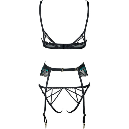 FREEDOMBEAUTY | FQ2836M210 quarter chest cup two-color lace cross strap sexy lingerie set women free