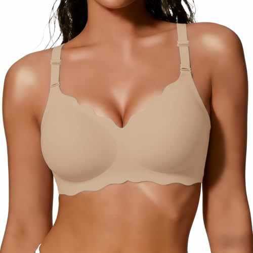 FREEDOMBEAUTY  Jelly Bras for Women No Underwire Scalloped Push U
