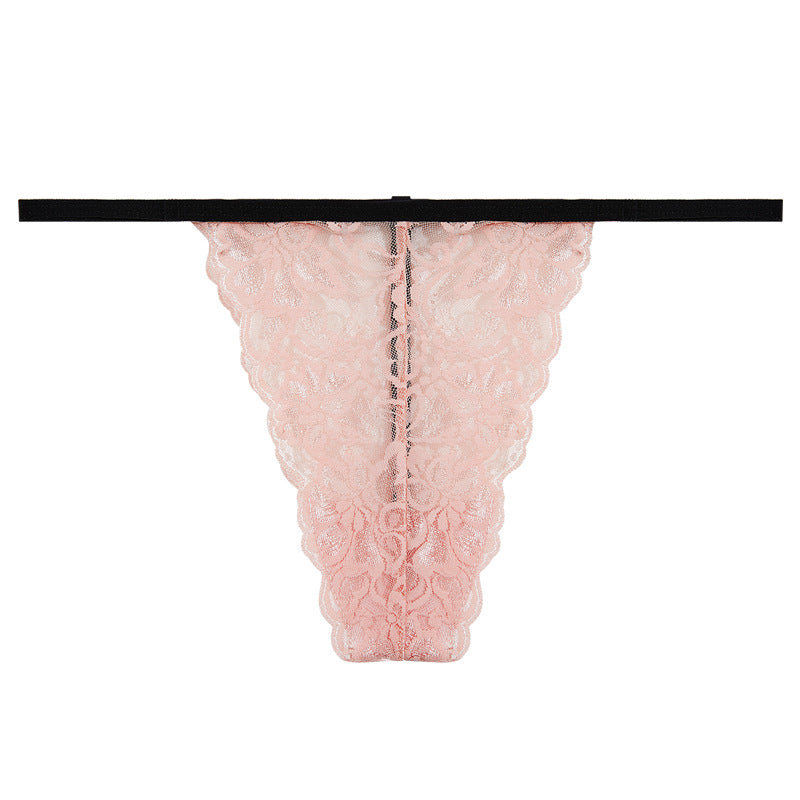 FREEDOMBEAUTY | Amazon hot-selling sexy thong women, one thread thin strap seamless t pants lace mesh sati flower panties