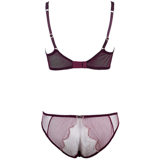 Freedombeauty | FQ2837 Fuchsia embroidered AP underwear steel rim tulle big chest underwear sexy European and American suit cross-border sex woman