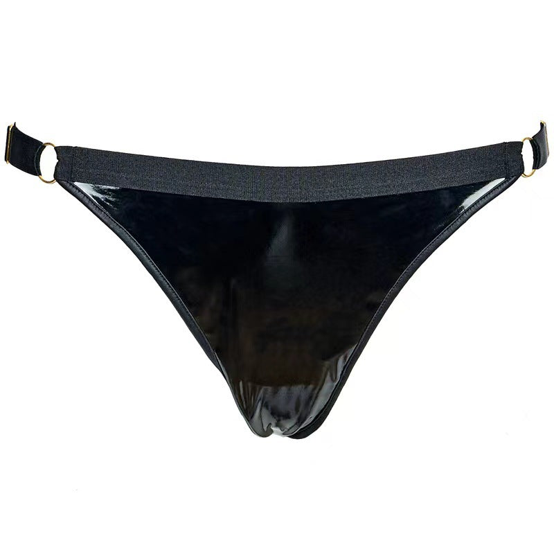 FREEDOMBEAUTY | FQ2812 patent leather series micro-elastic imitation leather steel ring quality export single bra sexy underwear garter combination