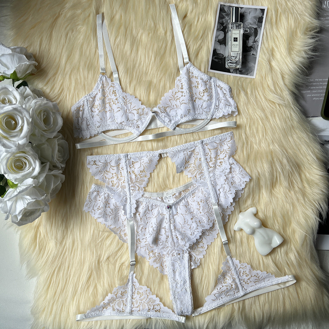 freedombeauty|Sex underwear lace edge perspective hollow set