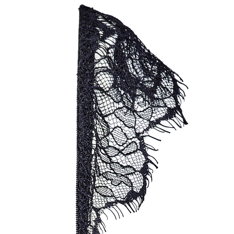 Freedombeauty | FQ2709 Eyelash Lace Sponge Rim Cross Strap Fishbone Bust with Exterior Zipper