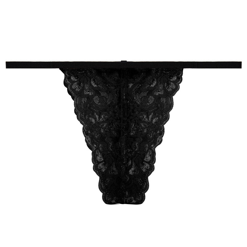 FREEDOMBEAUTY | Amazon hot-selling sexy thong women, one thread thin strap seamless t pants lace mesh sati flower panties
