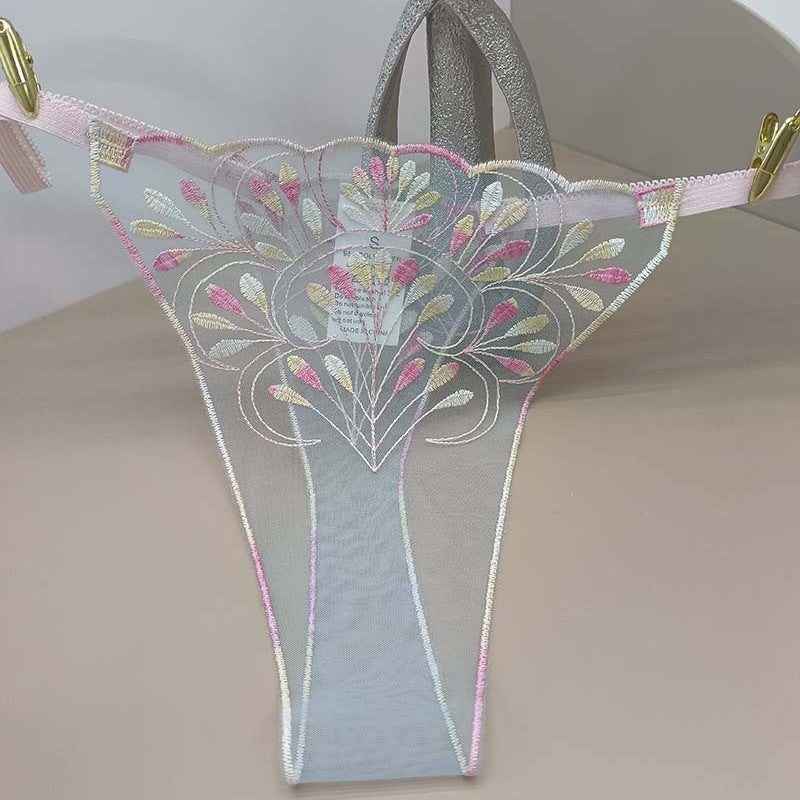 FREEDOMBEAUTY | Lace breathable French sexy women European and American perspective mesh embroidery light leaf embroidery cross-border