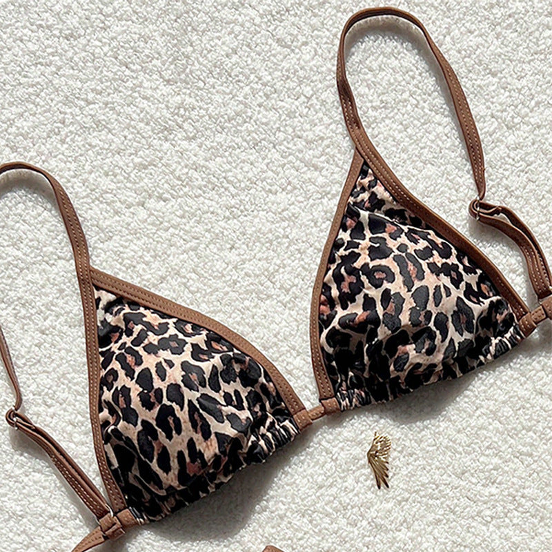 FREEDOMBEAUTY | Leopard print bikini 2025 new European and American lace-up swimsuit women's high-end beach hot spring swimsuit bikini