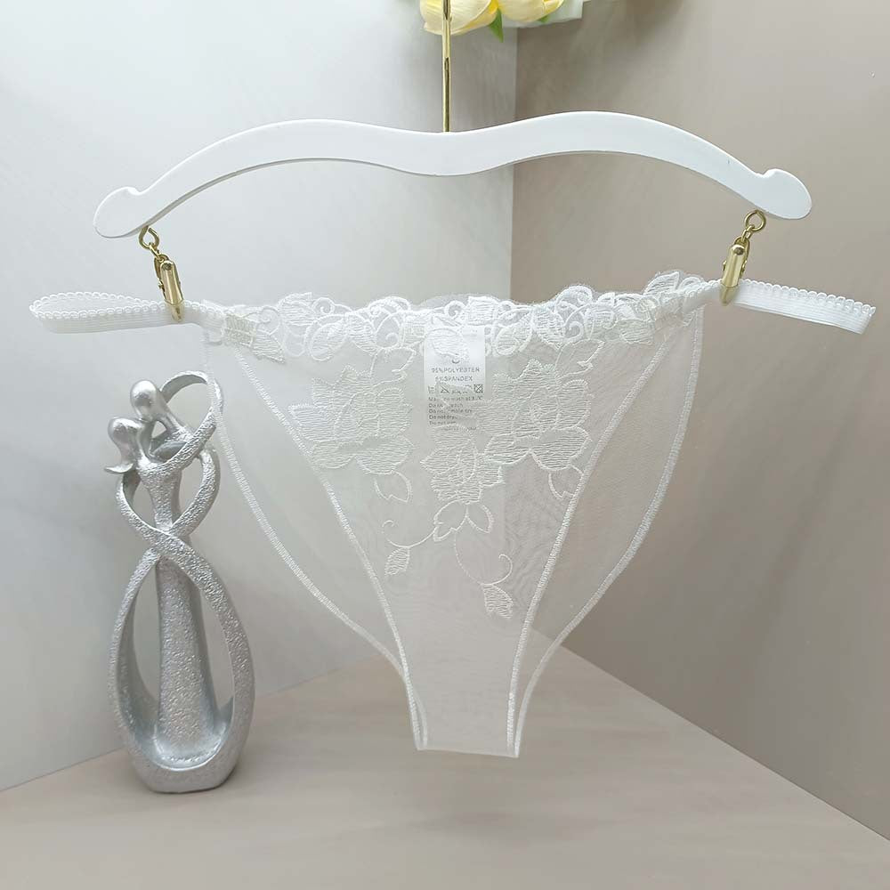 FREEDOMBEAUTY | Hollow-out sexy seduction women's briefs mesh triangle lace breathable sex perspective embroidered thong cross-border