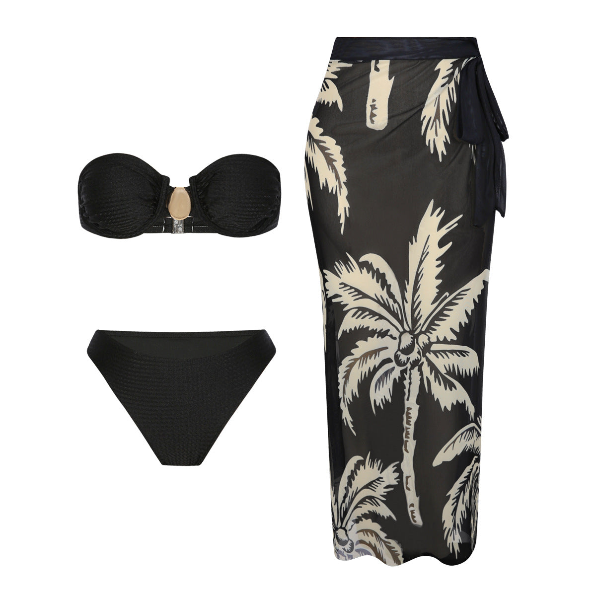 FREEDOMBEAUTY | New split swimsuit women's sexy suspenders tight bikini wrap skirt three-piece slim vacation swimsuit women