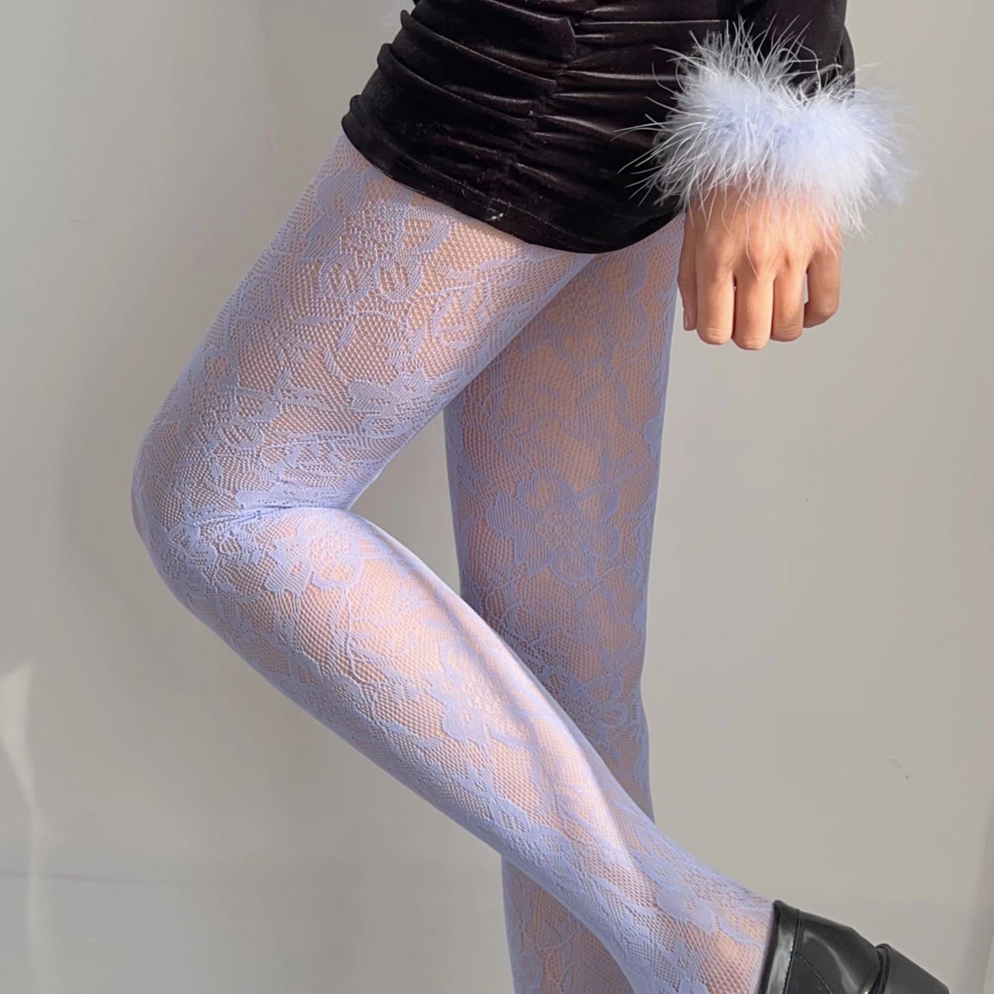 FREEDOMBEAUTY | New Macaron Dream Romance Sexy Wedding Dress Lace Flower Girl Sweet Pantyhose Sweet Mesh Stockings