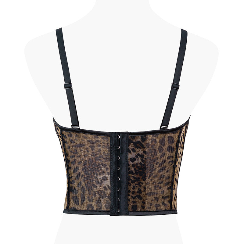 freedombeauty｜Sexy leopard print fish bone bra shaping small suspender bra women's pure desire bra DB1766