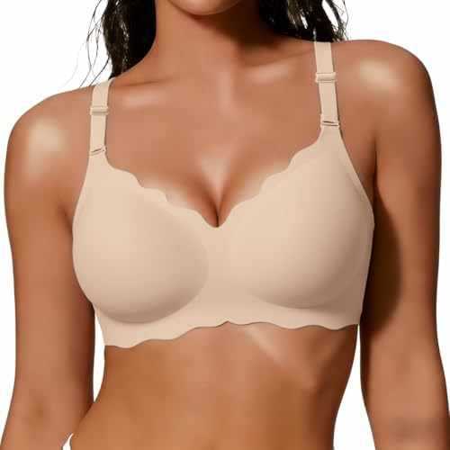 FREEDOMBEAUTY  Jelly Bras for Women No Underwire Scalloped Push U