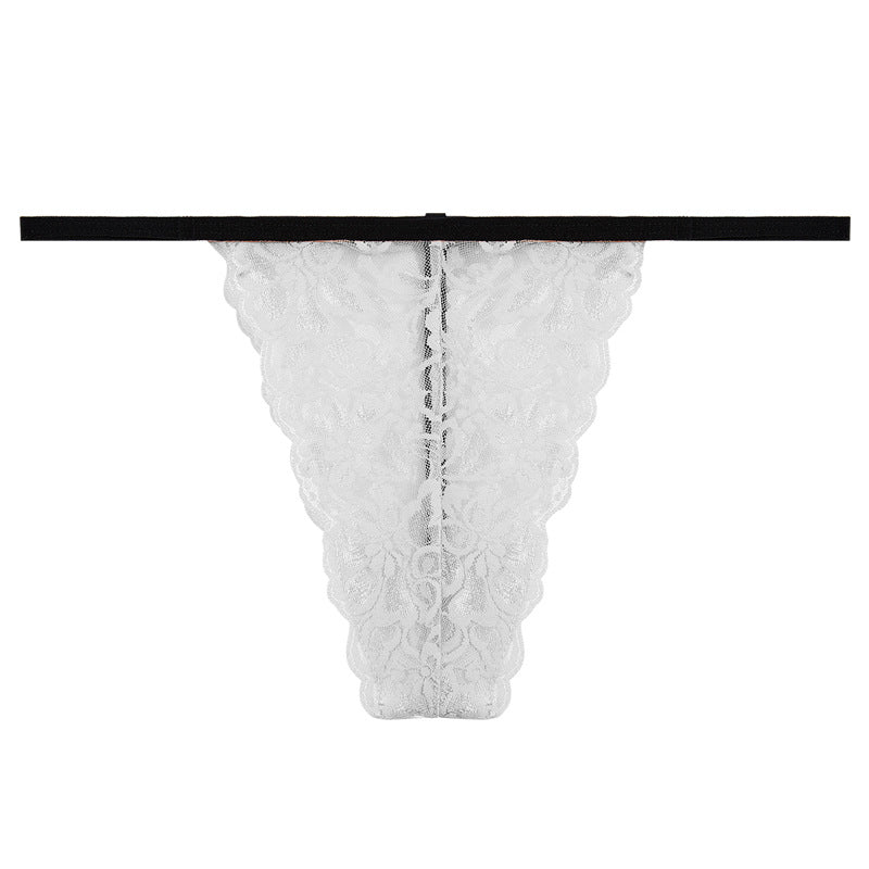 FREEDOMBEAUTY | Amazon hot-selling sexy thong women, one thread thin strap seamless t pants lace mesh sati flower panties