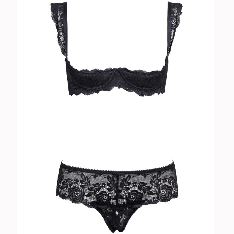 FREEDOMBEAUTY | FQ2618 Pure desire white lace sponge steel tray bra mid-waist no-take-off underwear women's lingerie set