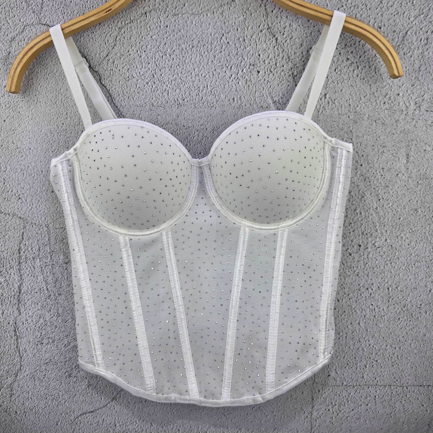 FREEDOMBEAUTY | 2025 new hot diamond fashion sexy nightclub style temperament open button slim fit Spice girl small suspender vest top tide