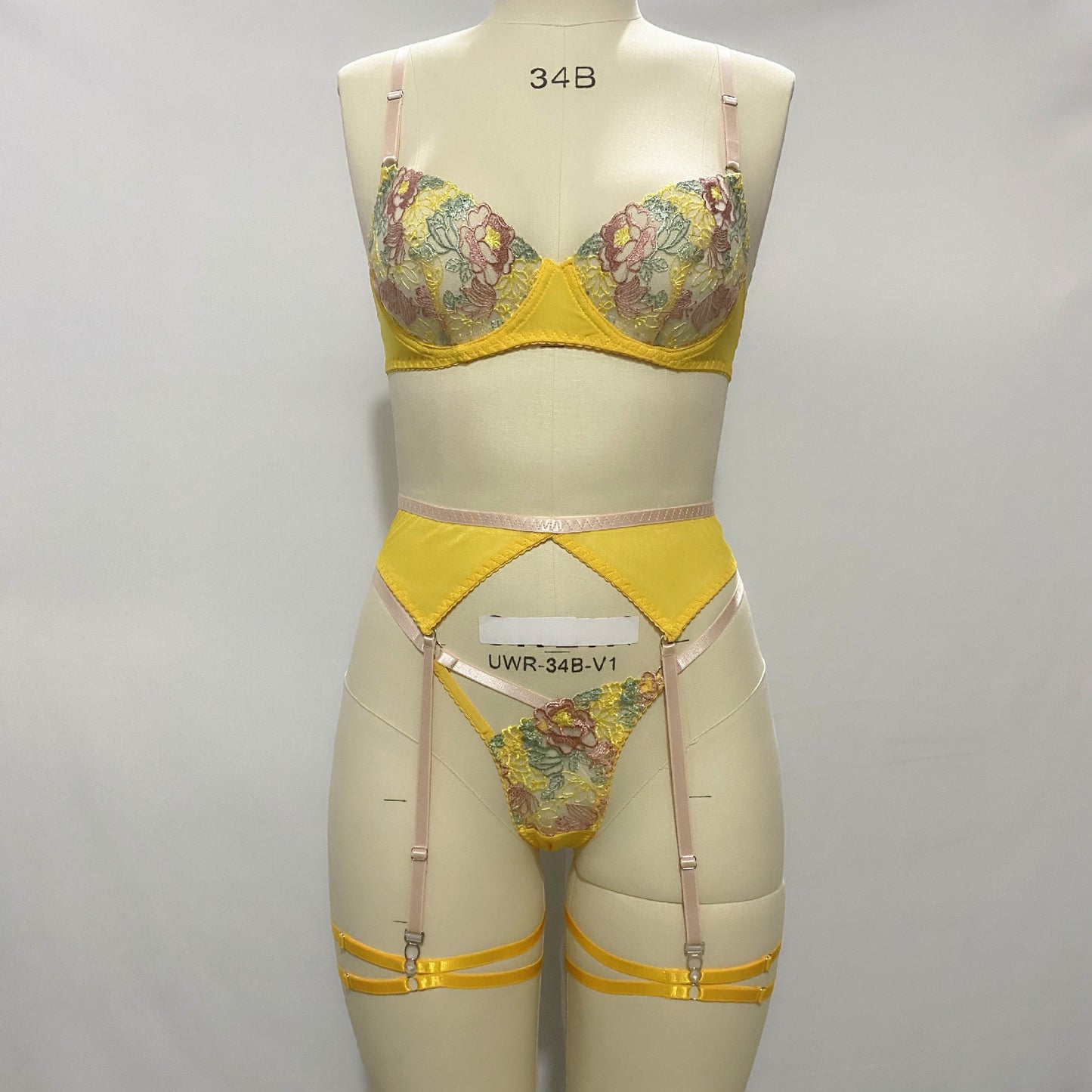 FREEDOMBEAUTY | European and American cross-border AliExpress Amazon explosive products exquisite embroidered flower bra set perspective sexy underwear set