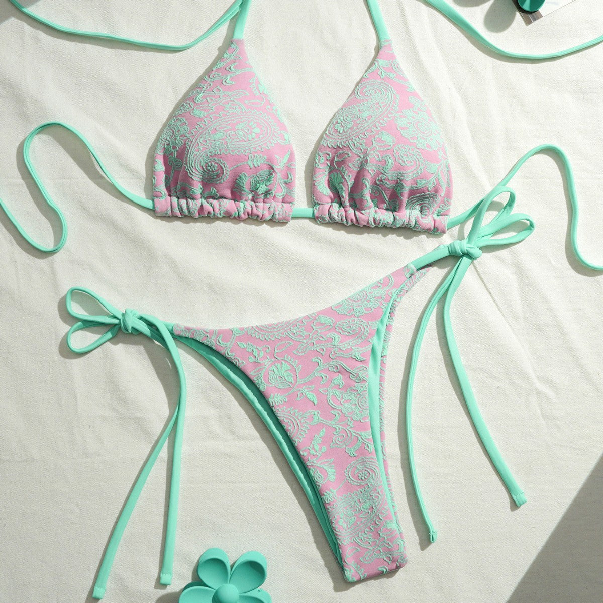 FREEDOMBEAUTY | Double fabric bikini special fabric lace-up swimsuit women's swimwear factory direct sales wholesale