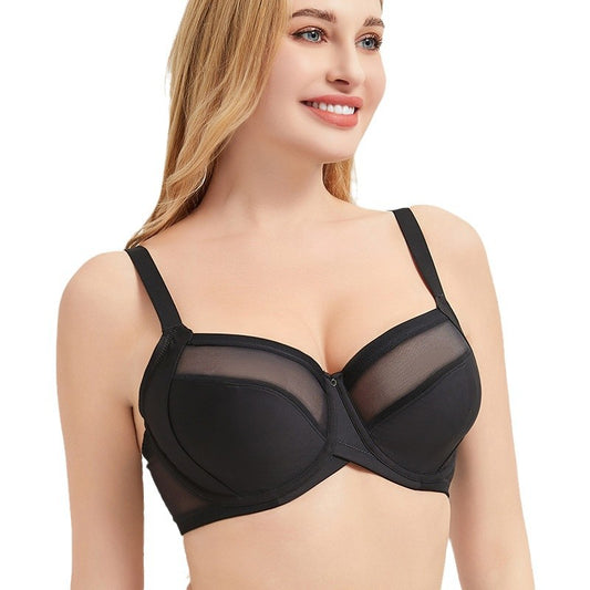Freedombeauty | European and American large-size underwear women's big breasts show small anti-sagging gathering breathable mesh large cup 100kg bra