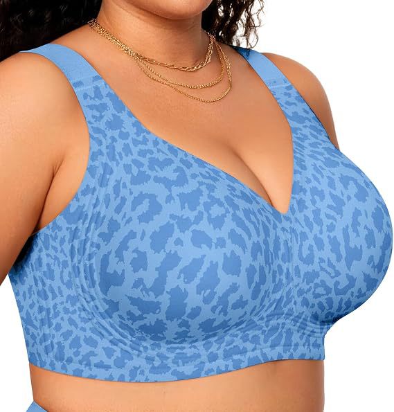 FREEDOMBEAUTY |OEAK Womens Wireless Jelly Bra Plus Size Supportive Seamless