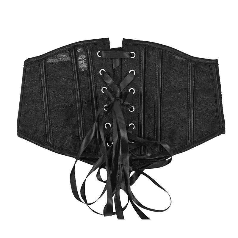 Freedombeauty|Autumn new lace short corset 16cm3 buckle herringbone support waist seal Lolita waist seal