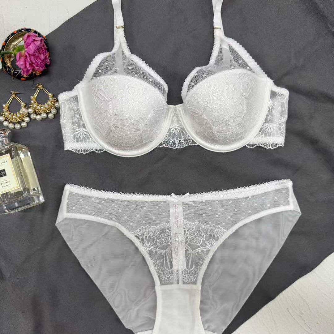 FREEDOMBEAUTY | Foreign trade underwear new European and American style thin style big chest shows small sexy half cup bra breathable gathering bra cover
