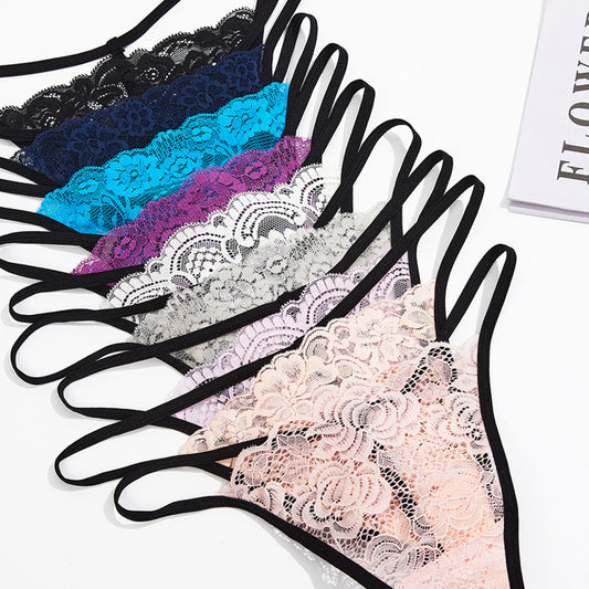 FREEDOMBEAUTY | 2025 New European and American sexy one-piece bikini classic thong T-pants women, lace thong daily wear