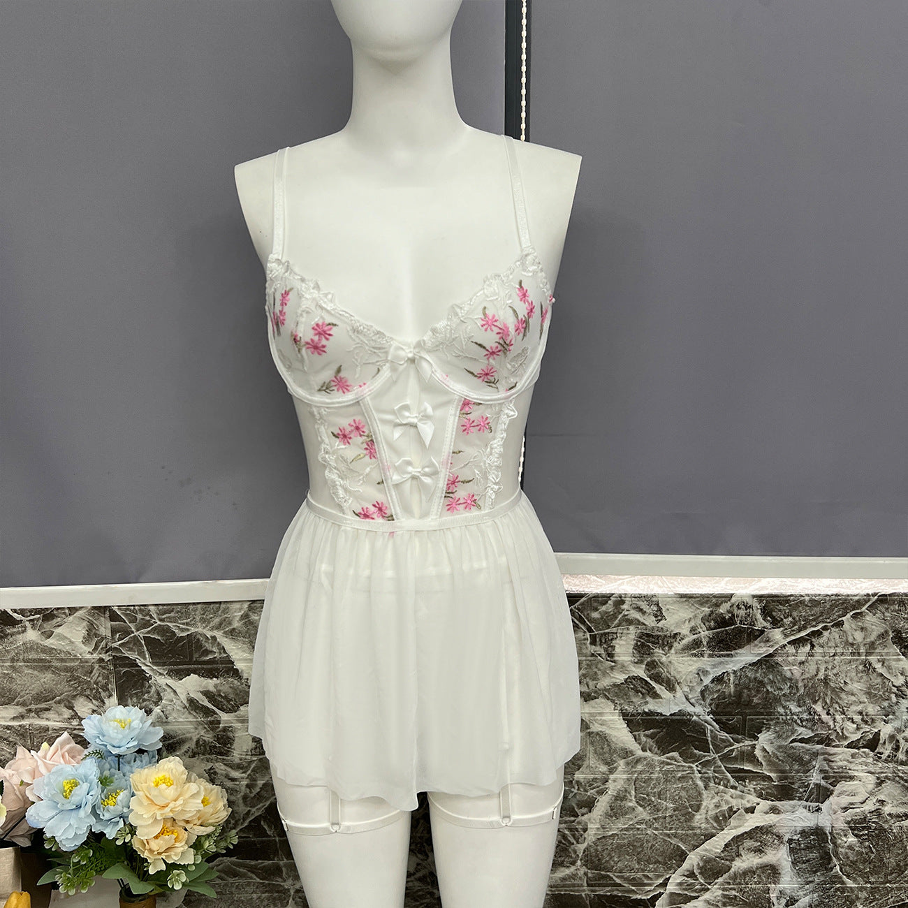 freedombeauty|Amazon explosive suit embroidered mesh skirt sexy bra manufacturer