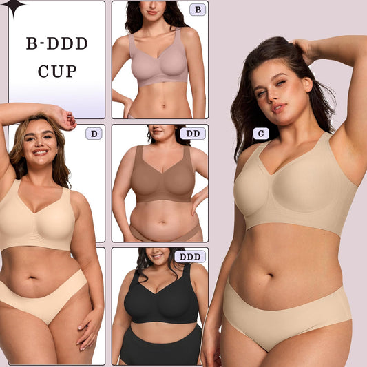 FREEDOMBEAUTY | Solid color pull-up soft three-dimensional bra, beautiful back underwear, soft support, comfortable and breathable jelly bra