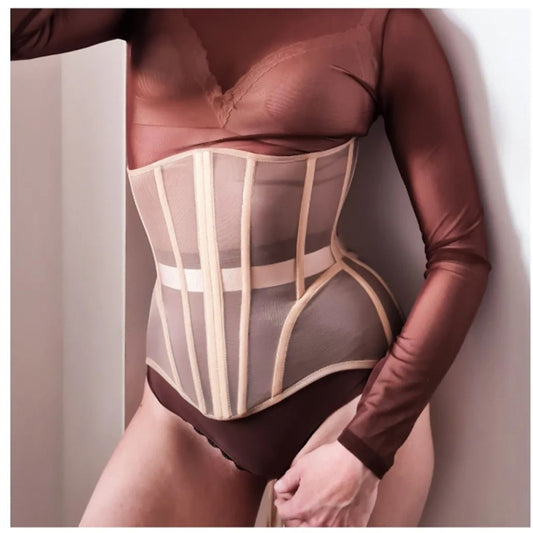 Freedombeauty | 218 steel bone medium and long summer cool and breathable mesh thin fish bone waist breathable waist seal