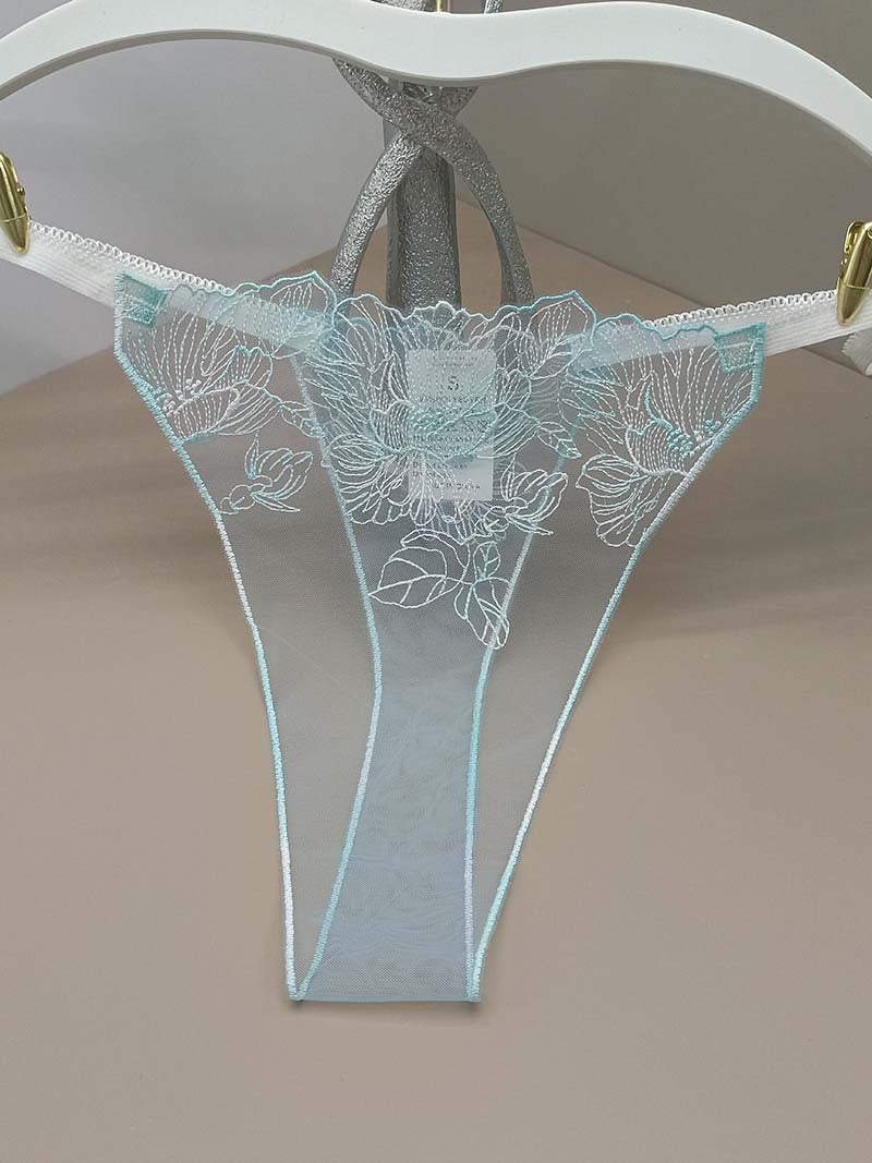 FREEDOMBEAUTY | Sexy breathable hollow women's sex thong transparent light mesh embroidery flower embroidery cross-border