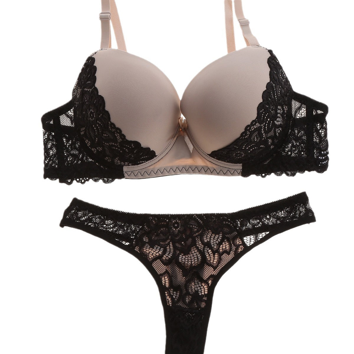 FREEDOMBEAUTY | Women's lace sexy comfortable underwear hollow bra panty set bra European and American style light and thin strapless