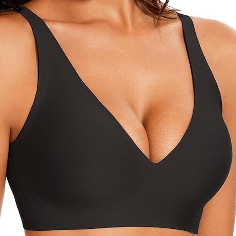 FREEDOMBEAUTY |OEAK Womens Deep V Bras Wireless Comfortable Bra Supportive