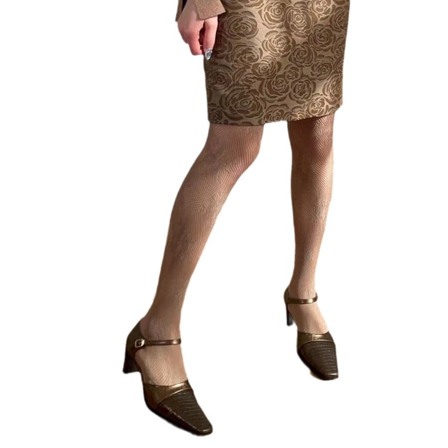 FREEDOMBEAUTY | Spring and Summer New Product Premium Girl Hollow Vintage Lace Elegant French White Black Versatile Spice Girls Pantyhose