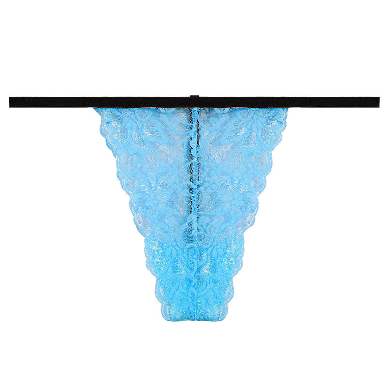 FREEDOMBEAUTY | Amazon hot-selling sexy thong women, one thread thin strap seamless t pants lace mesh sati flower panties