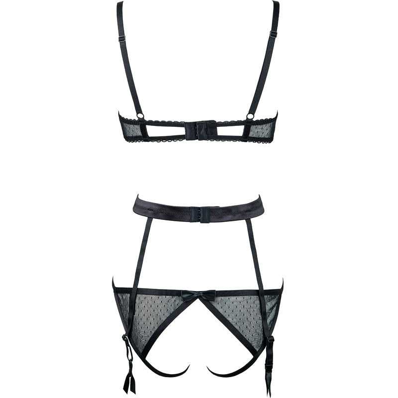 FREEDOMBEAUTY | FQ2987M171 sexy underwear sexy open crotch passion set steel ring sexy garter set ultra-thin cross-border