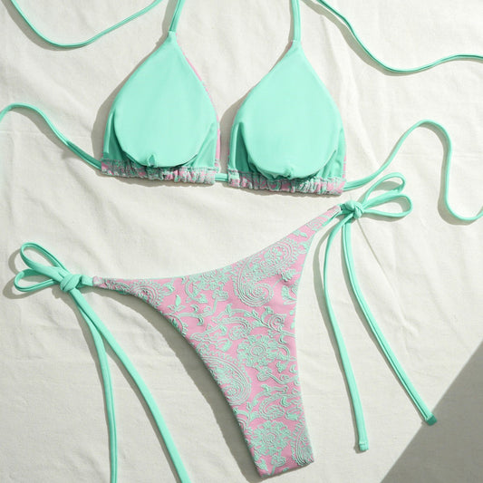 FREEDOMBEAUTY | Double fabric bikini special fabric lace-up swimsuit women's swimwear factory direct sales wholesale