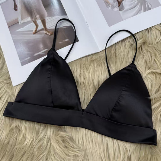 FREEDOMBEAUTY | Cross-border French underwear women's summer thin shoulder strap no steel ring bra triangle cup big chest small sexy underwear