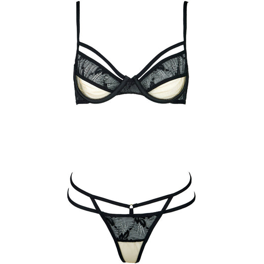 FREEDOMBEAUTY | FQ2978 underwear women's big breasts show small sexy straps seduction lace ultra-thin upper support open crotch free T-pants set