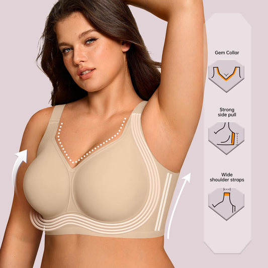 FREEDOMBEAUTY | Solid color pull-up soft three-dimensional bra, beautiful back underwear, soft support, comfortable and breathable jelly bra