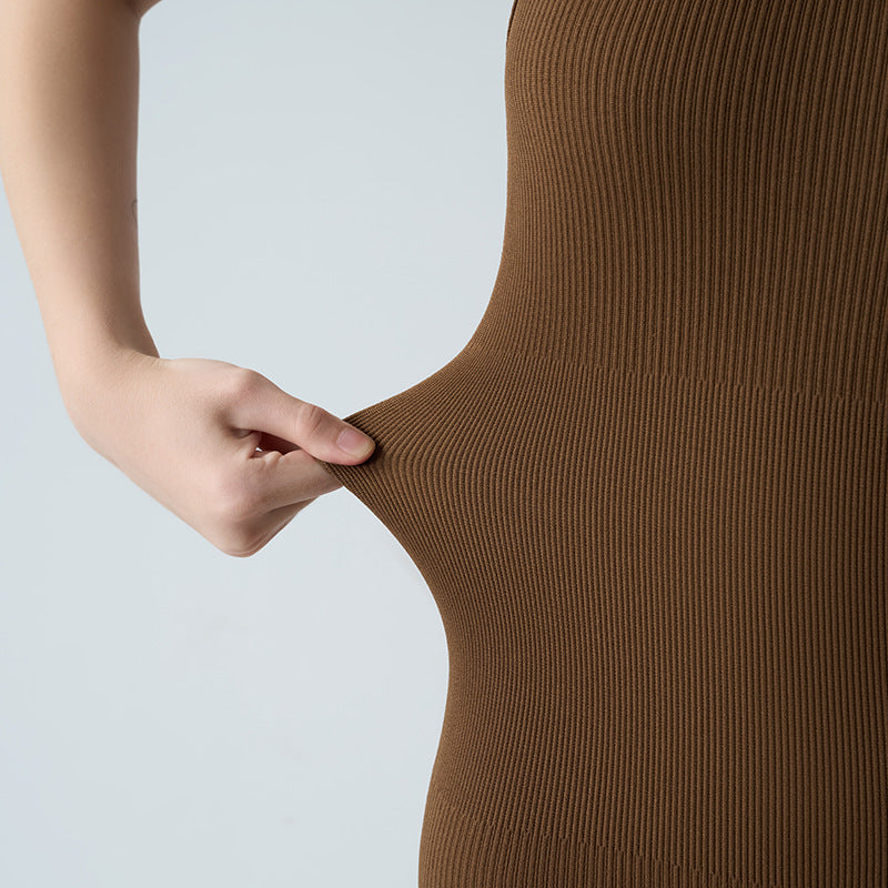 Freedombeauty | U-neck nude feeling breathable abdomen and hip lift thread triangle onesie, high elastic skin-friendly sports fitness yoga practice clothes